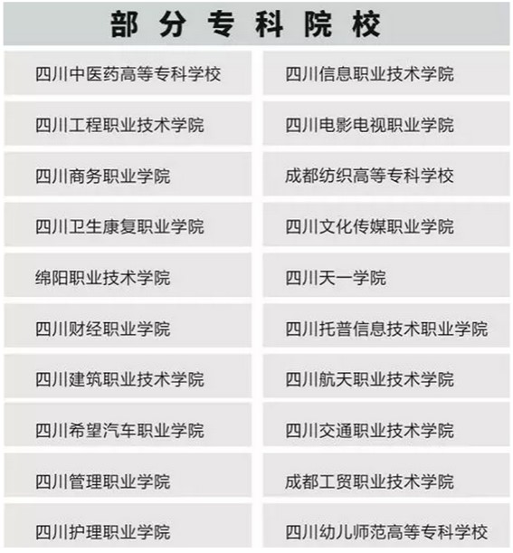 成都五月花高級(jí)技工學(xué)校部分專(zhuān)科升學(xué)院校