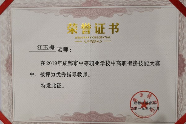 成都希望職業(yè)學校江玉梅老師獲獎