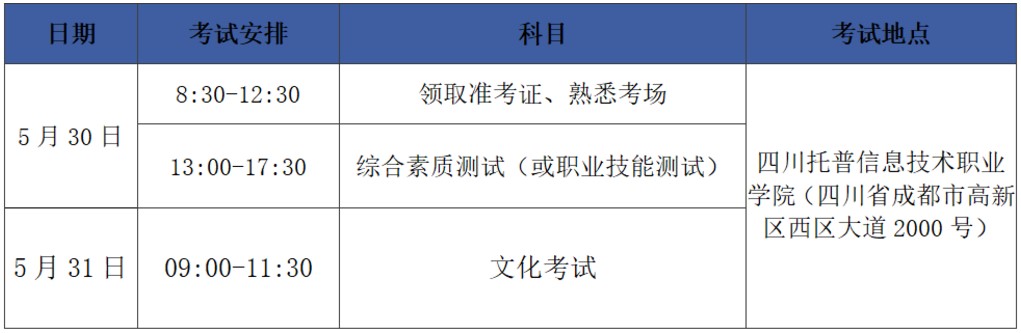 托普學(xué)院2020年單招時間安排及地點